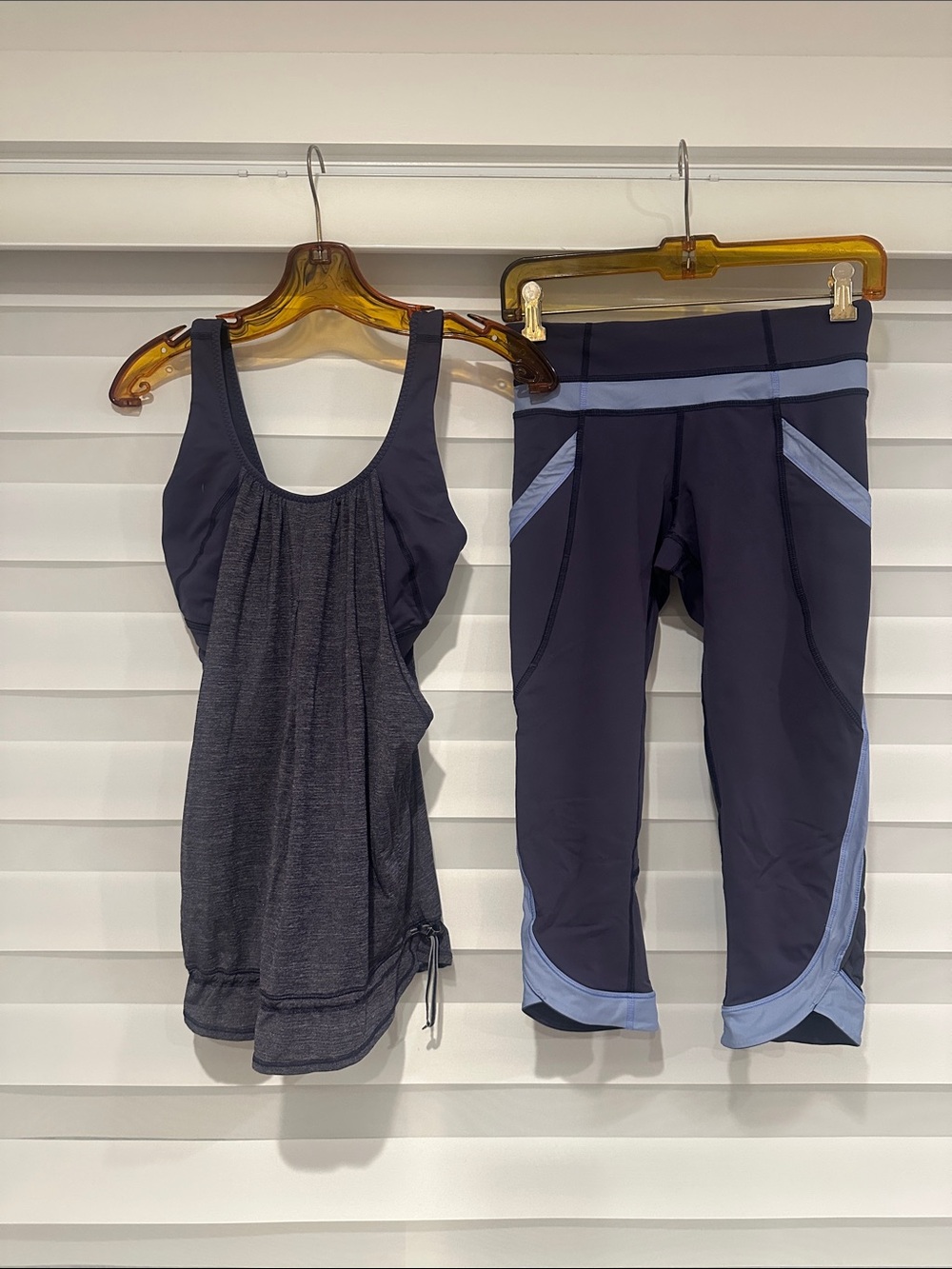 lululemon athletics Purple Tank Top with Light purple Trim Capri Leggings